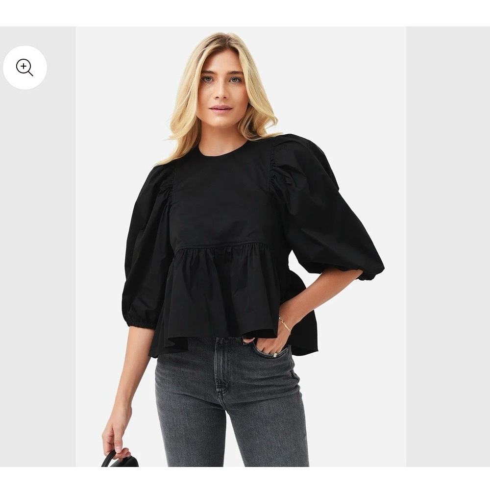 Hunter Bell Harlow Black Puff Sleeve Blouse